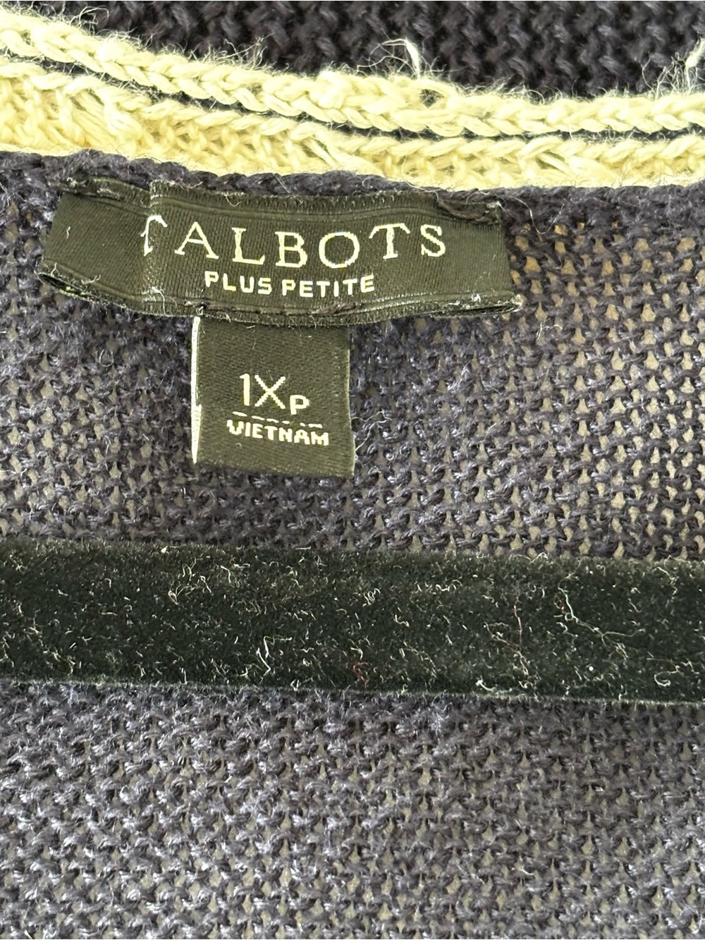 Talbots Linen V-Neck Varsity Sweater Navy Size 1XP 100% Linen - Picture 4 of 5